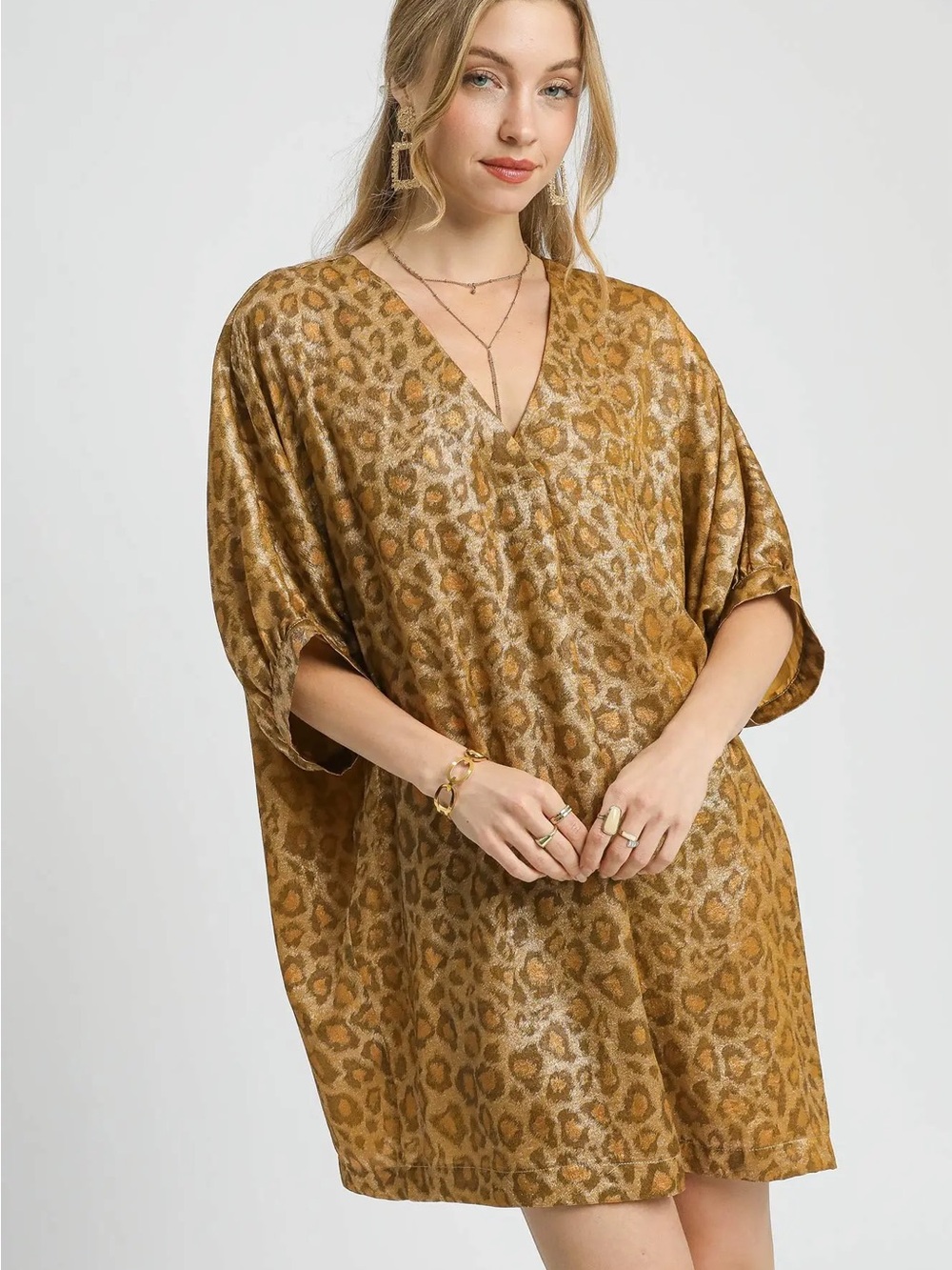Umgee Gold Leopard Print Mini Dress